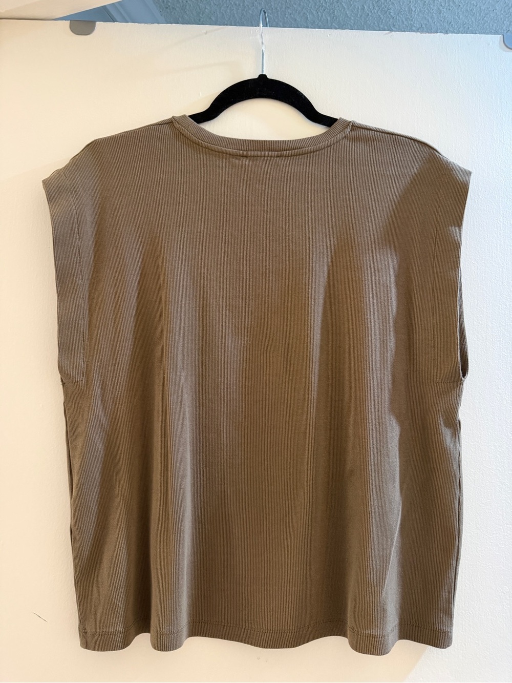 Zara Ribbed Muscle Tee in Taupe Brown - Picture 2 of 4
